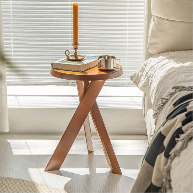 

Joylive Wooden Coffee Table Vintage Bedside Table Simple Round Stool For Living Room Bedside Shelf Sofa Corner Table