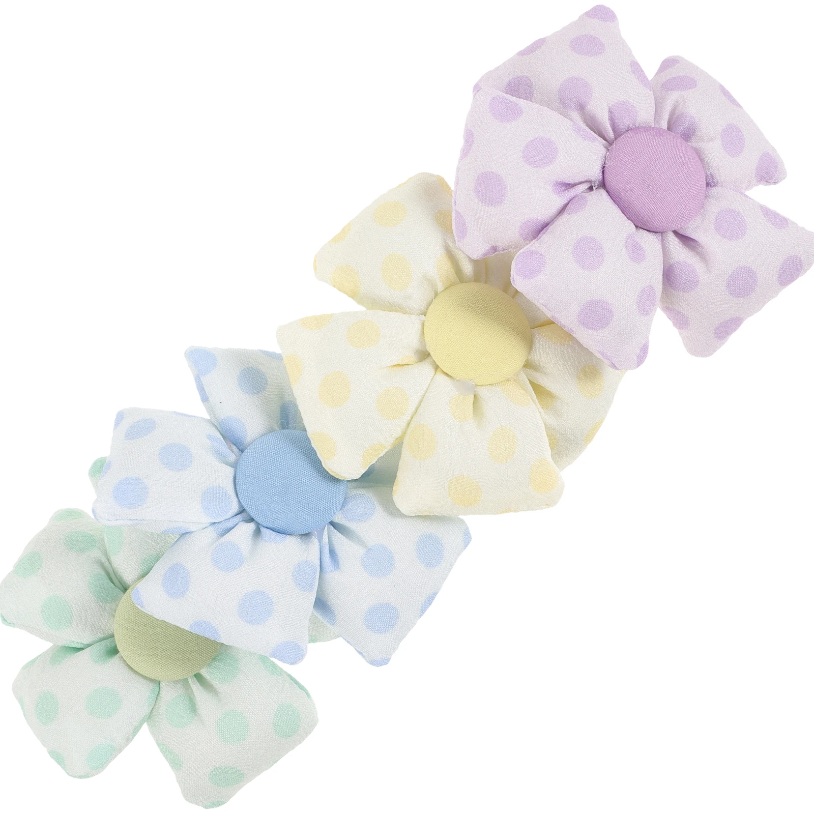 

4 Pcs Flowers Headb Brooch DIY Kit Fabric Flower Embellishments Craft Supplies Hair Clips Clothing Accessories Purple