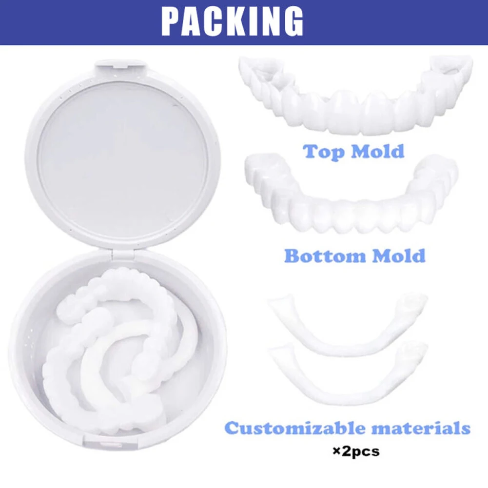 9 Pairs Smile Whitening Teeth Snap Cap Denture Care Whitening Alternative Smile Snap Tooth  False Teeth for Men and Women CK848