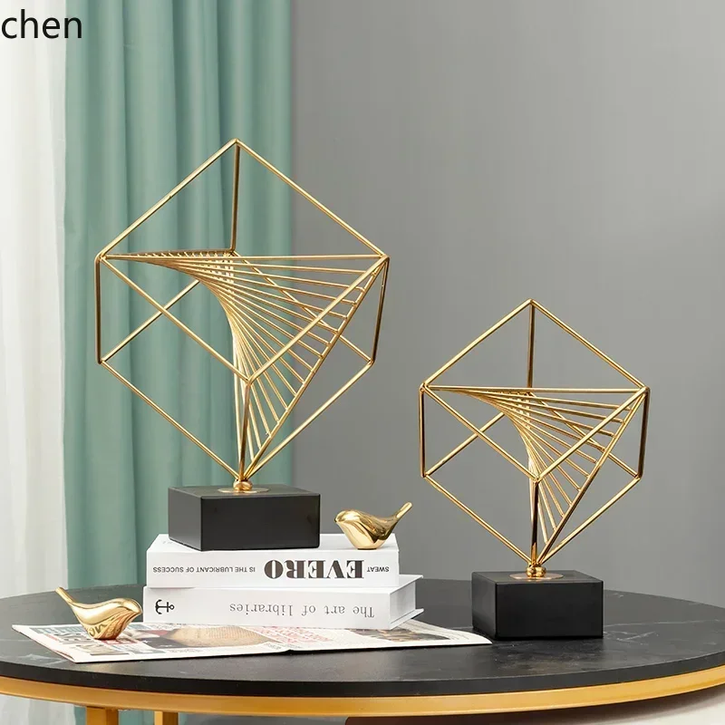 BJ-12   Living Room Home Geometric Cube Ornament Alloy Decoration