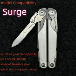 Scalpel Handle with Thumb Grip Easy Open Fits Surgical Blades No.60 Replace Main blade For Leatherman Surge Knife Accessories