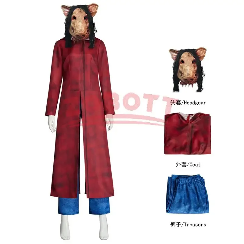 Saw Ghost Amanda Cartwright Halloween cosplay traje com capuz robe calças conjunto traje de festa de carnaval