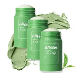 1/3PCS Green Tea Clay Stick For Face, Green Smear Acne Shrink Blackhead Green Tea Extract Facial Mask Pore Cleansing