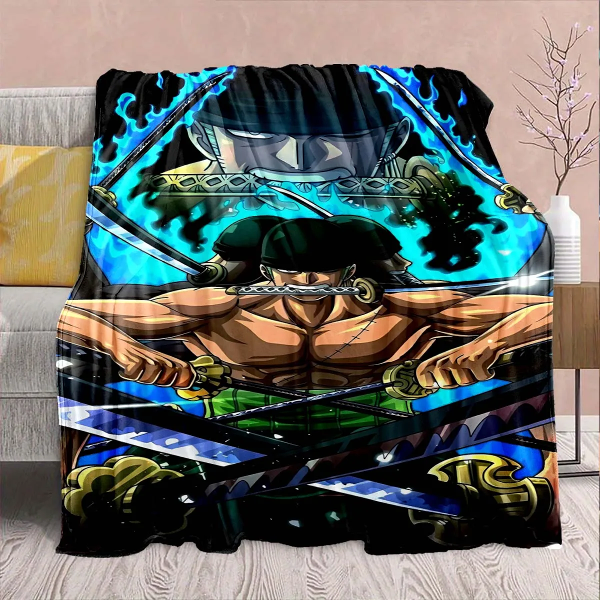 One Piece Anime Flannel Blanket - Soft Warm Perfect for Sofa, Bedding Camping Travel Office Home Decor -QJY