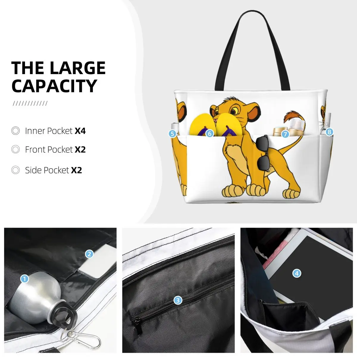 Babe Lion Beach Tote Bag Deporte Gimnasio Yoga Duffle Bolso grande Bolso de viaje para mujer Bolsa de fitness