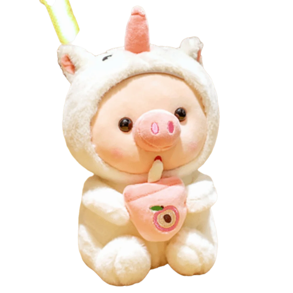 

Милая плюшевая игрушка-свинка в мультяшном стиле, кавайная кукла-свинка в шапке-кролике, трансформируемый дизайн, плюшевая игрушка-молочный чай, украшение для кровати