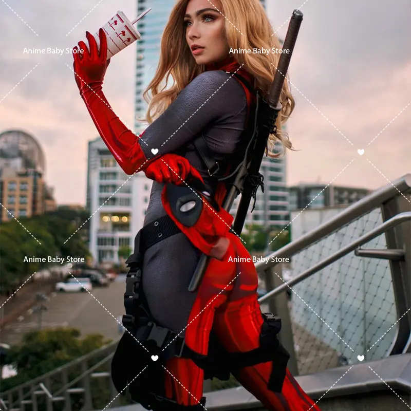 Lady DeadCosplay Female Costume Wade Winston Wilson Bodysuit Deluxe Full Set Leather Outfits Halloween Cosplay for Adults