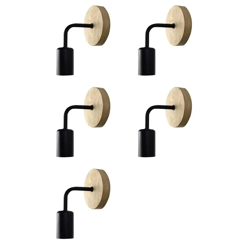 

【COMELY】5X Деревянный настенный светильник в винтажном стиле, бра, настенный светильник E27, прикроватная ретро-лампа, индустриальный декор, светильник для столовой и спальни