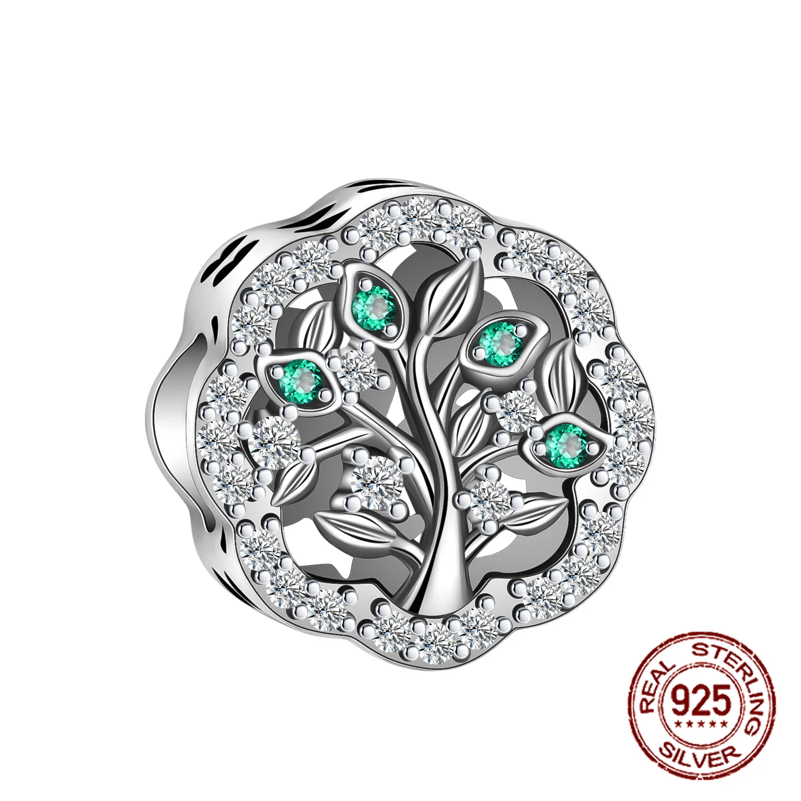 925 فضة Charm Charm ، سلسلة خضراء ، أربع أوراق البرسيم ، محظوظ فراشة قلادة ، يناسب الأصلي باندورا سوار ، DIY بها بنفسك مجوهرات