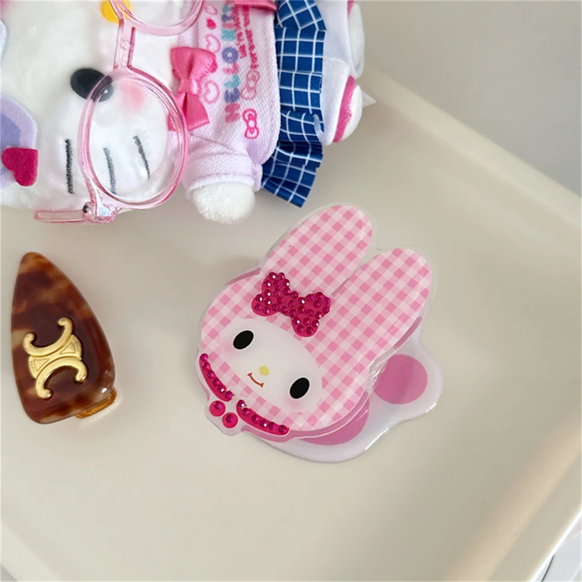 Funda de teléfono magnética con purpurina Sanrio Melody, color rosa, a la moda, para iPhone 16 Pro 15 14 13, con soporte para fundas Magsafe