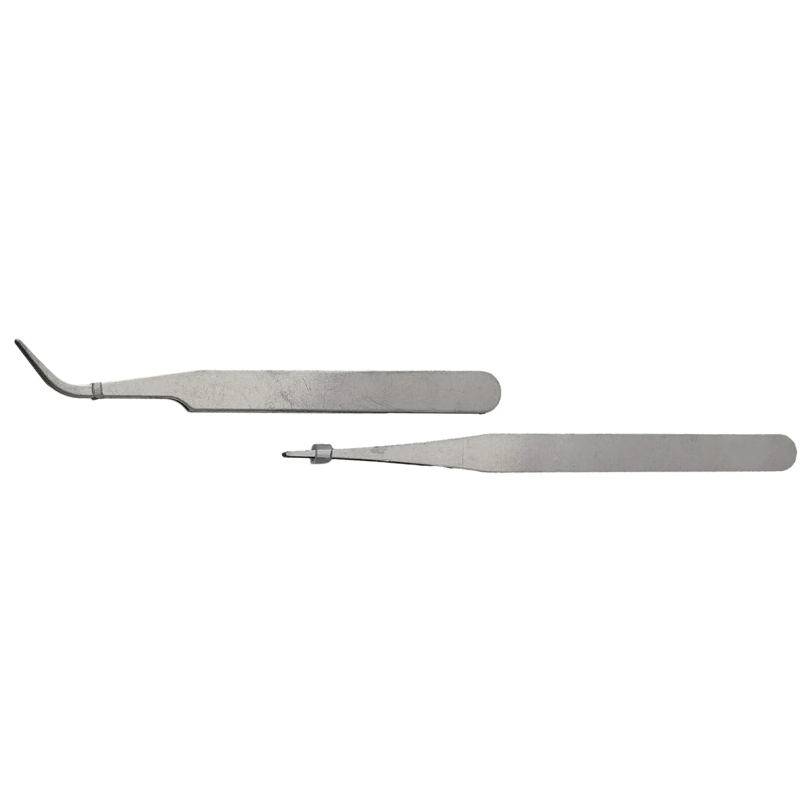 2pcs Tweezers Stainless Steel Mini Tweezers for Small Parts 2pcs Set with Curved and Straight Tips for Repair and Craft