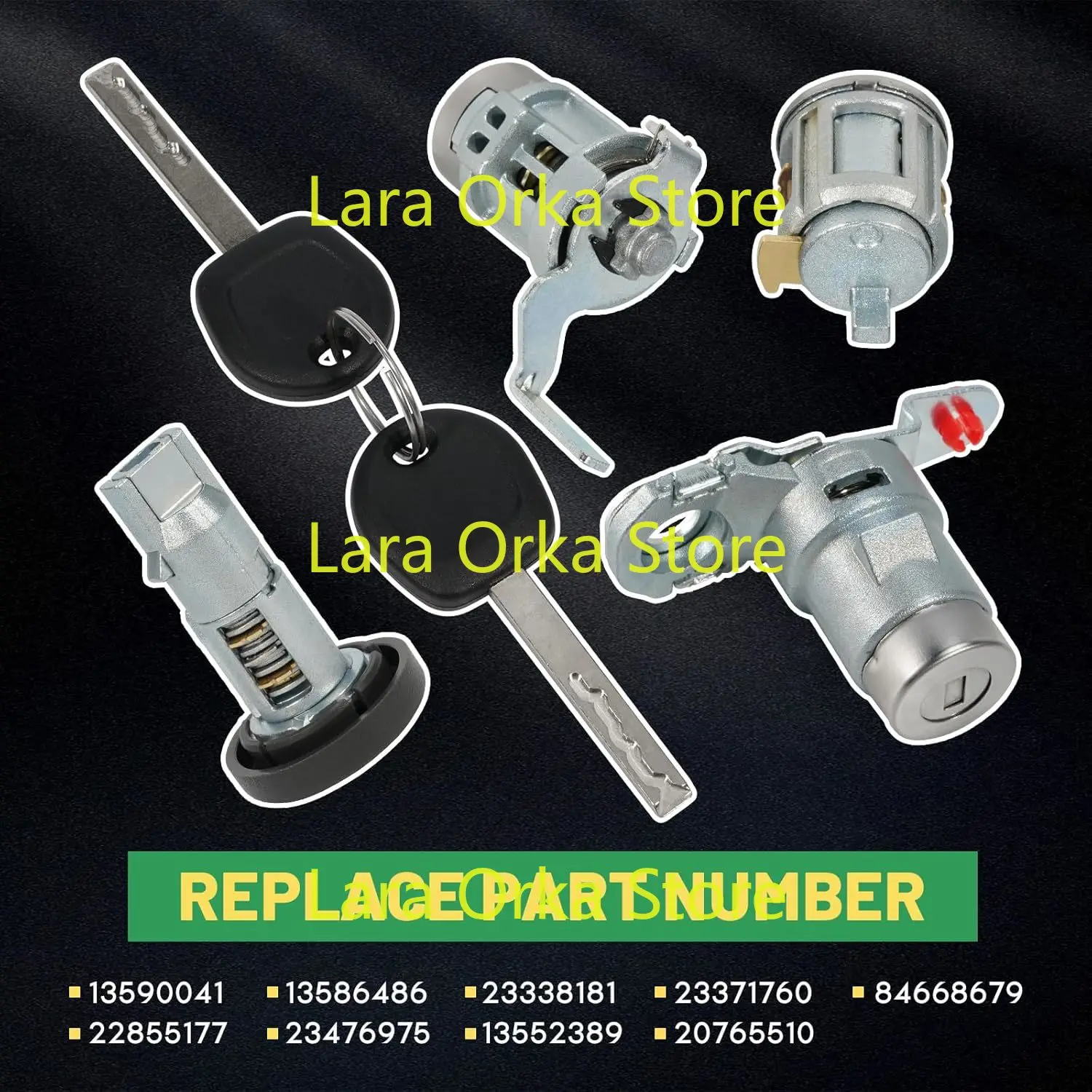 13590041 Ignition Lock Cylinder Switch Set W/Door Handle & Tailgate Latch & Glove box & 2 keys Fit for 2014-2019 Chevrolet