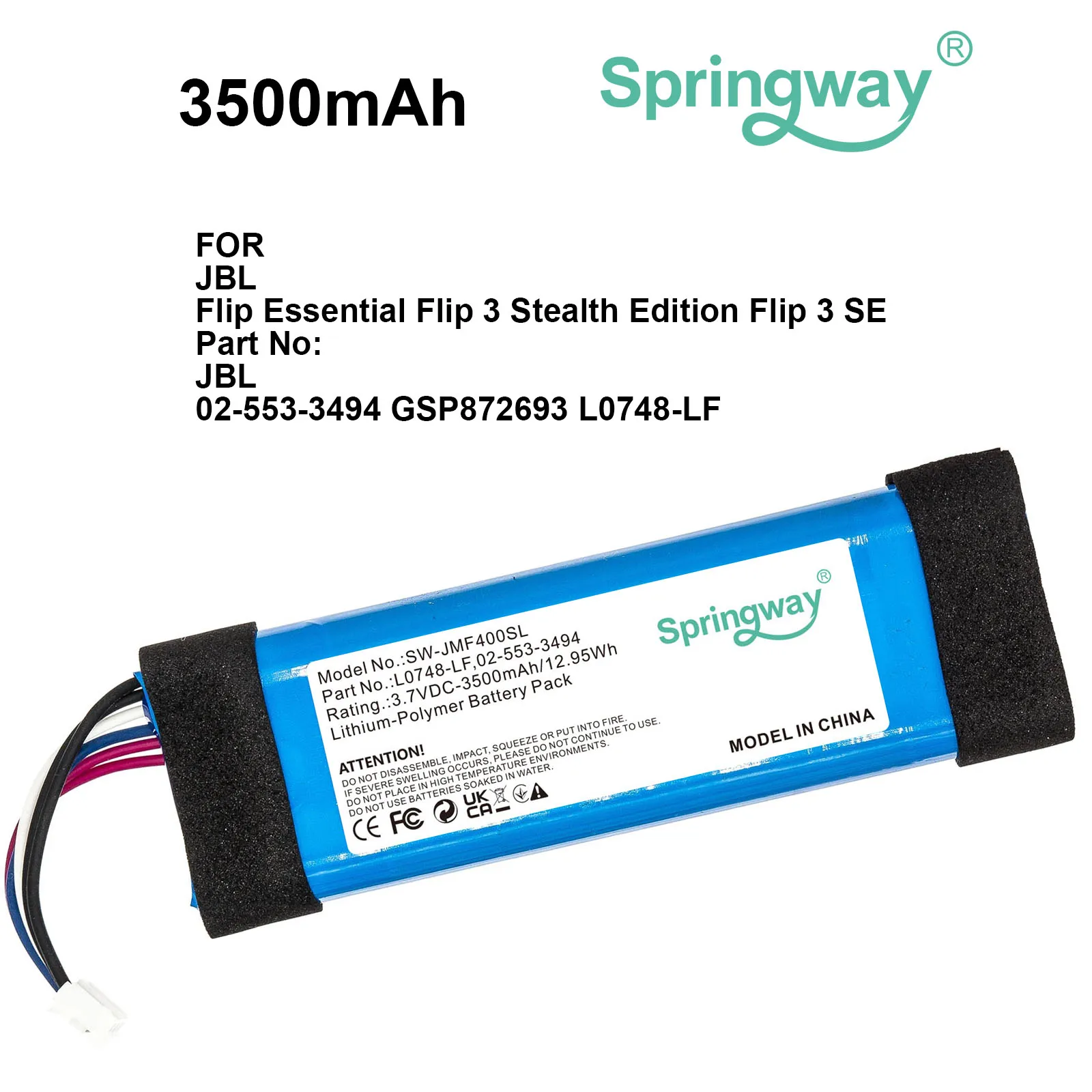 

Replacement Battery For JBL Flip 3 SE Stealth Edition Flip Essential 02-553-3494 GSP872693 L0748-LF