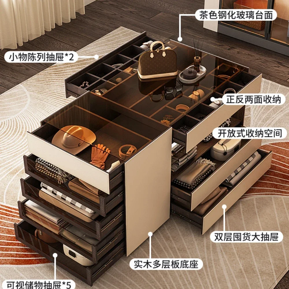 

Minimalist Jewelry Table Cloakroom Bedroom Floor Display Cabinet Simple Double-Sided Storage Chest of Drawers