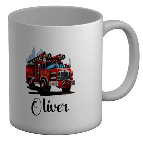 Personalised Fire Engine Mug Brigade Firefighter 11oz Cup Gift