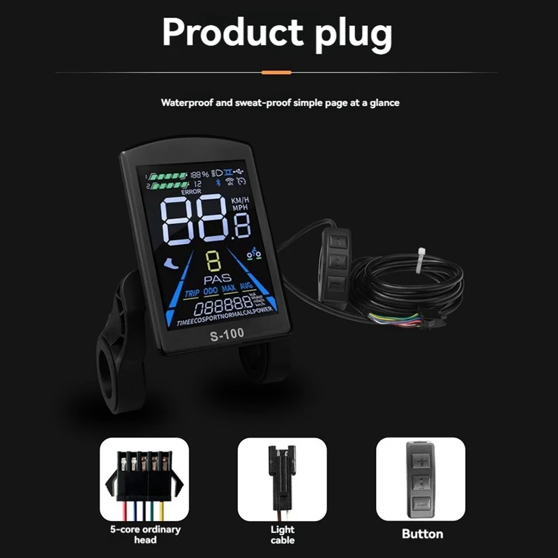 New-Mountain Bike Lithium-Ion Power Conversion Parts S-100 Color LCD Meter With Tri-Mode 17A Controller Set