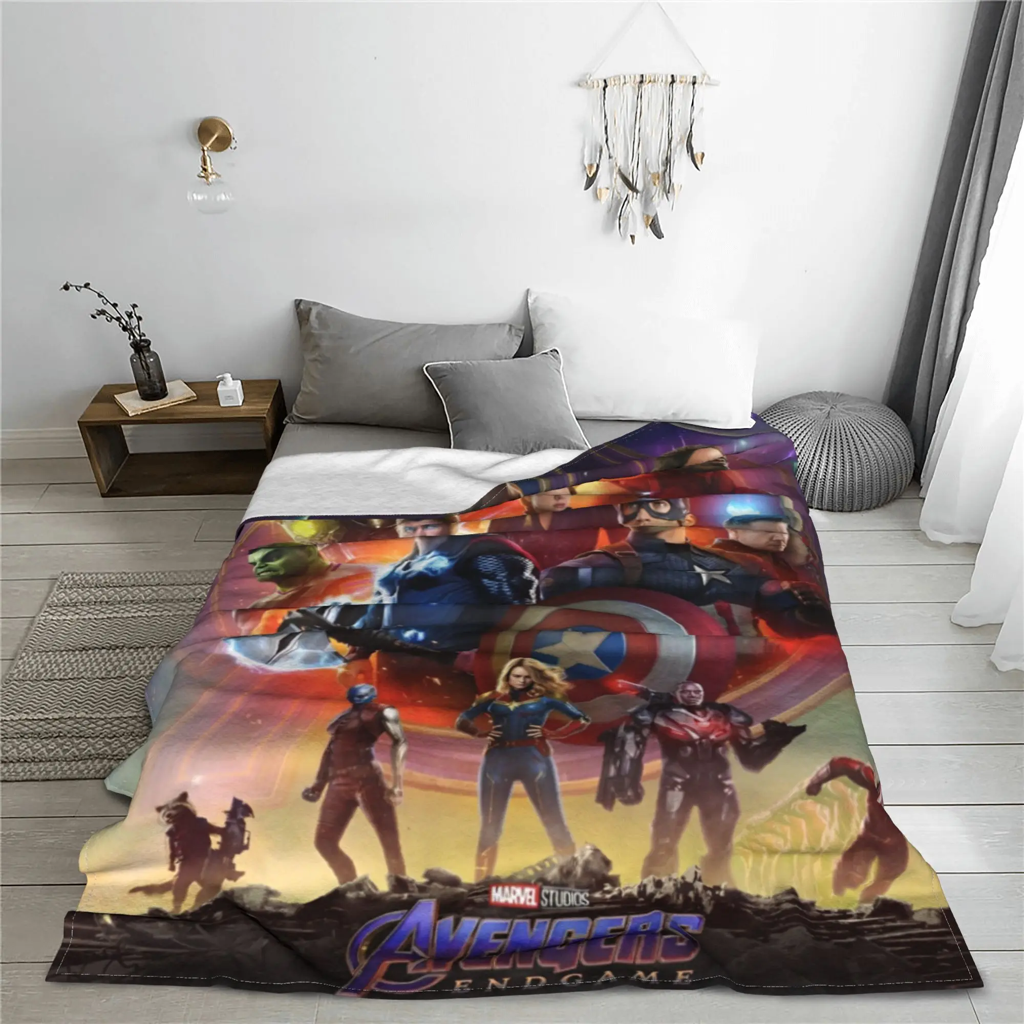 Avengers Superhero Iron Man Flannel Throw Blanket Thanos Hulk Spider-Man Blankets for Sofa Travel Super Warm Quilt Breathable