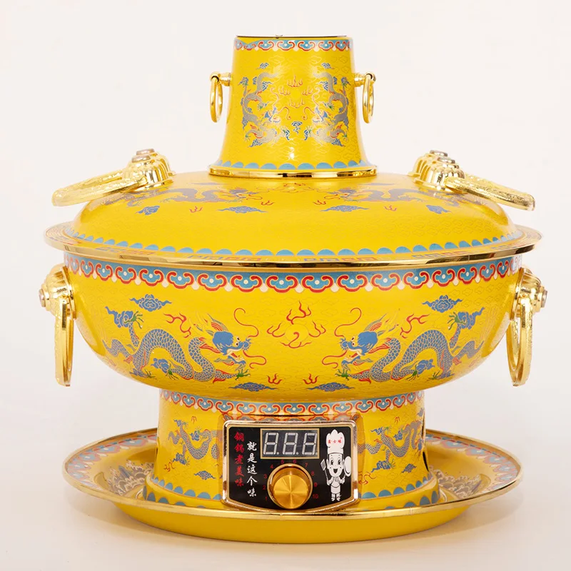 Enamel color copper hot pot electric carbon dual-purpose household plug-in