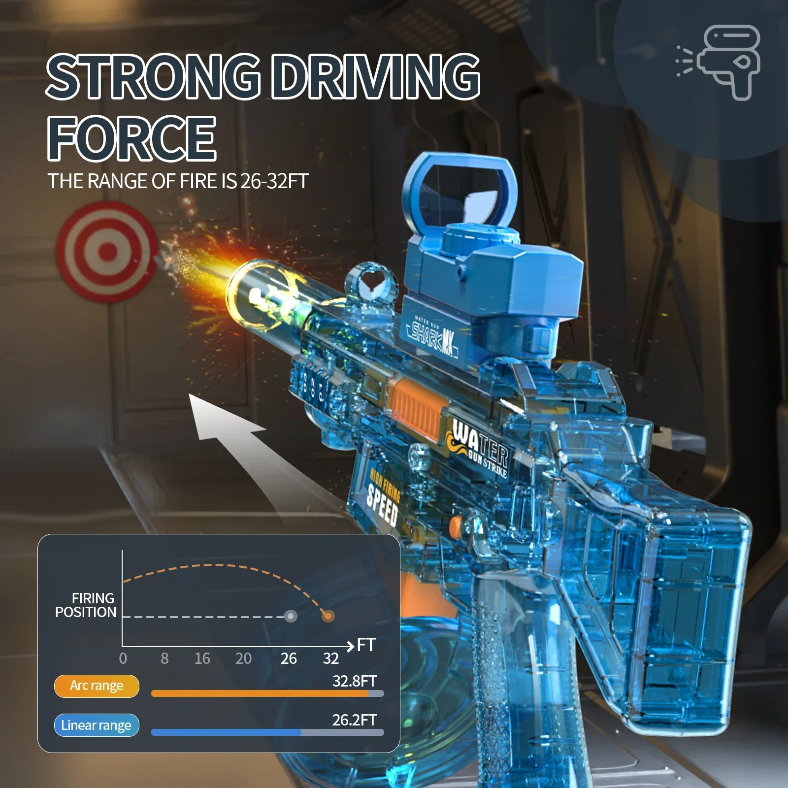 ปืนฉีดน้ำไฟฟ้า UMP45 แบบอัตโนมัติเต็มรูปแบบ ยิงต่อเนื่อง พร้อมไฟ ของเล่นสำหรับเด็ก เหมาะสำหรับกิจกรรมกลางแจ้งชายหาด