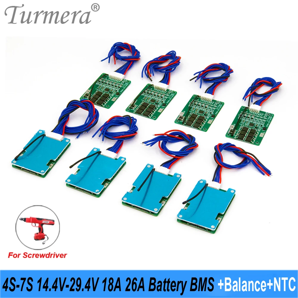 

Turmera 5S 18V 4S 16.8V 6S 25.2V 7S 29.4V 18A 26A Balance BMS with NTC for 24V Electric Bike and 12V 21V Screwdriver Battery Use