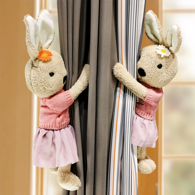 Little Daisy Rabbit Doll Curtain Buckle Cute Cartoon Magnet Strap Bunny Curtain Fasteners Non Punching Clips Tiebacks Holdbacks