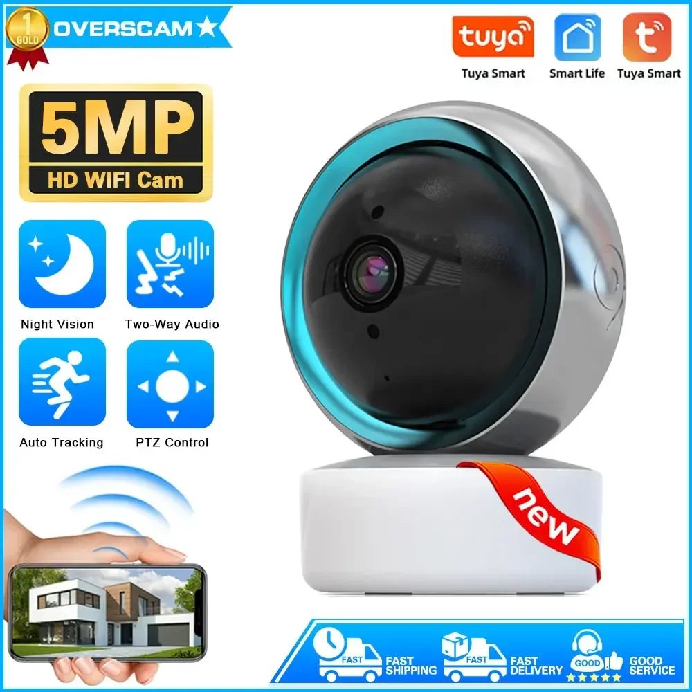 

Tuya Smart Life 5MP Wifi PTZ IP Security Camera Indoor Auto Tracking Wireless CCTV Surveillance Camera 2 Way Audio Baby Monitor