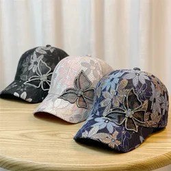 Dames Zomer Nieuw Geborduurd Mode Baseballpet Net Garen Ademende Zonnehoed Zonnebrandcrème Zonnehoed Casual Rebound Cap