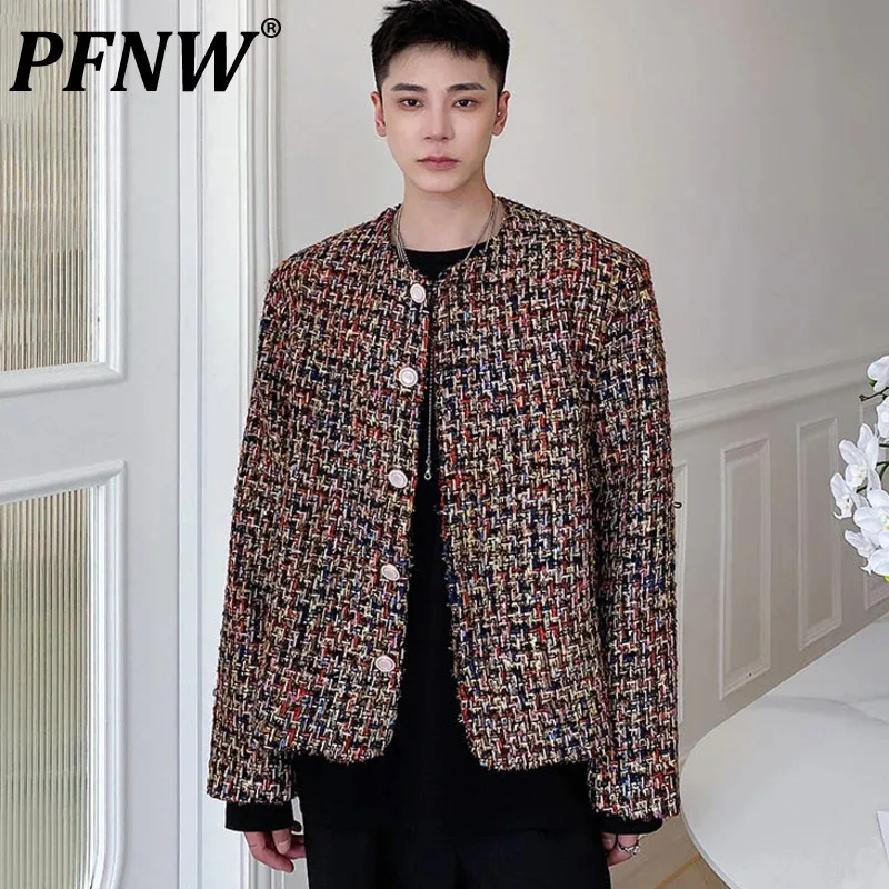 

Мужская твидовая куртка с круглым вырезом, свободного покроя