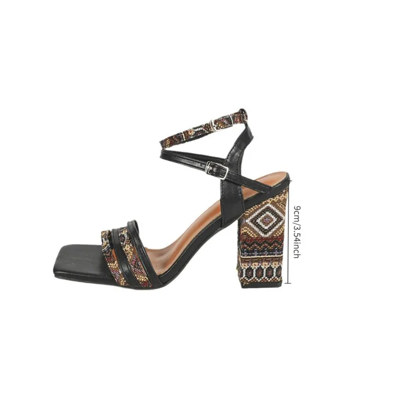 

Summer Women Retro High Heels Shoes Round Toe Thick Heels Waterproof Platform Buckle Strap Sandals Sexy Fashion Rome Style Shoes