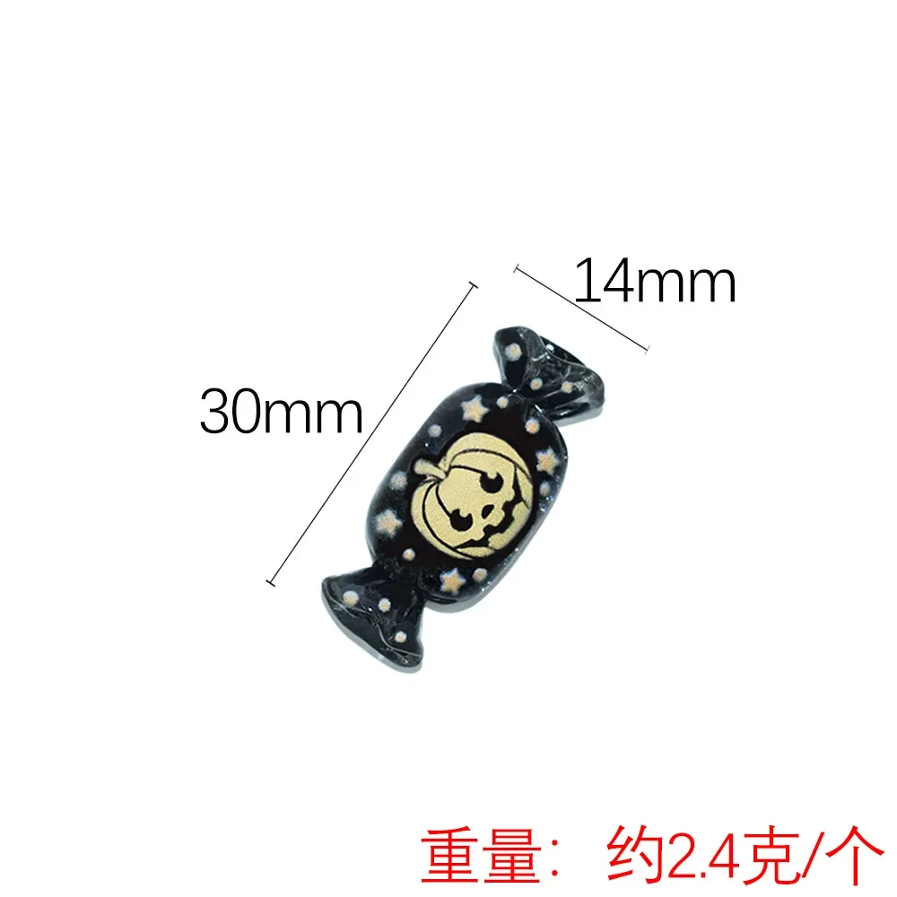 

10Pcs Halloween Goth Black Purple Yellow Skull Candy Pumpkin Ghost Sweets Charms Junk Phone Case Decorations Hair Accessories