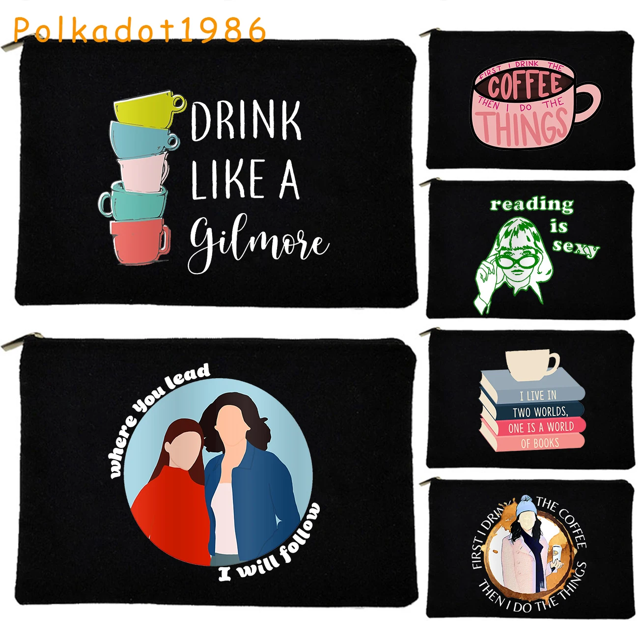 

Luke Lorelai I Drink Coffee Like A Gilmore Girl Jess Gift Canvas Cosmetic Bag Lipstick Girl Toilet Makeup Bag School Pencil Case