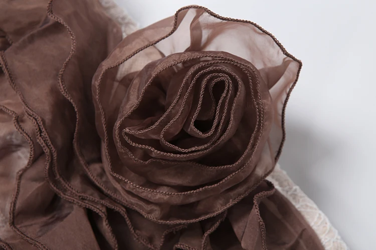 Weird Puss Tiered Kleid Damen 3D-Blumen-Patchwork Jacquard Reißverschluss Brustwickel Ärmellos Süß Elegant Modisch Schick Mini Bodycon – Detail 8