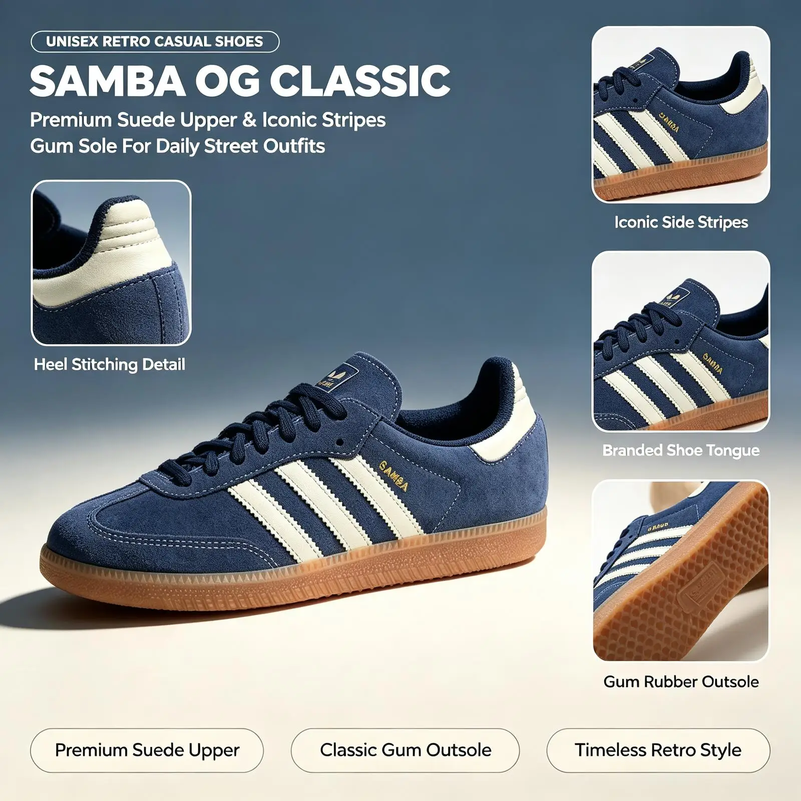 Offizielle Adidas Original SAMBA OG KK2273 Low-Top German Army Trainingsschuhe