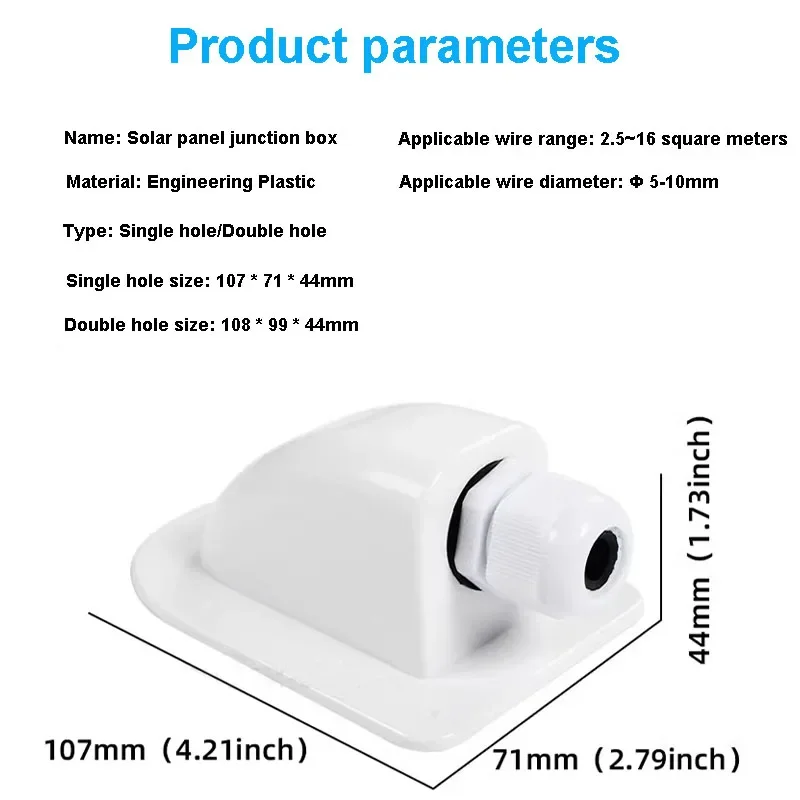 For RV Yacht Roof Waterproof Solar Panel Photovoltaic Junction Box Double Or Single Hole ABS Sealed Waterproof Junction Cover