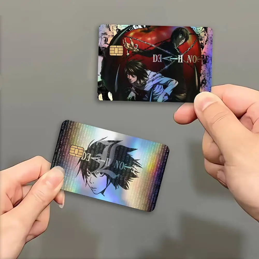 Anime Death NoteS Gradient Laser Bank Card Stickers Waterproof Trendy DIY Accessories