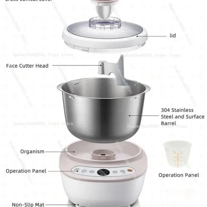 7LHousehold dough mixing machine Intelligent timing kneading stirring and baking pasta European British and US standards