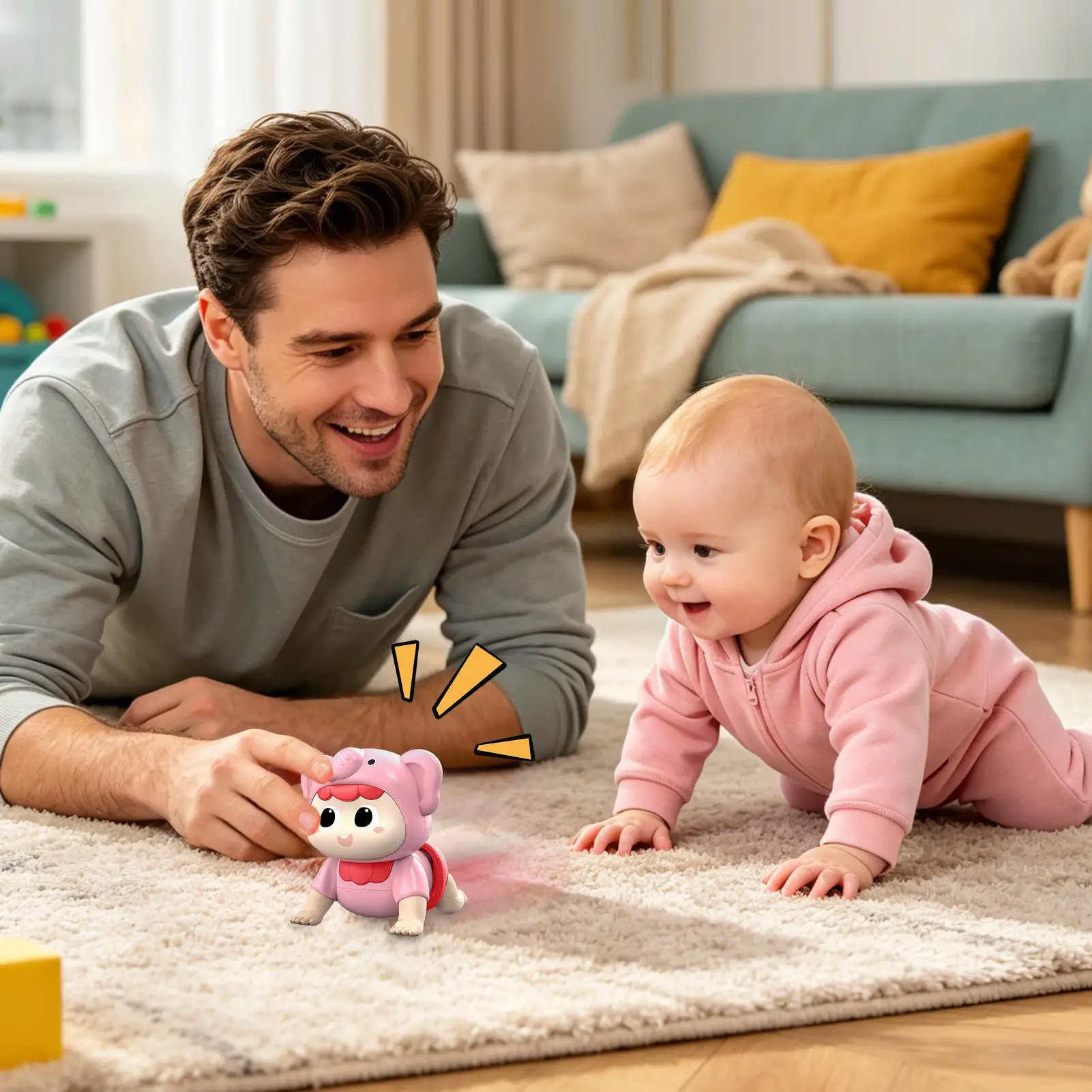 Crawling Toy Electric Cartoon Educational Doll 0-1 Year Crawling Toy With Sound For Boys Girls Home Bedroom Living Room Daycare