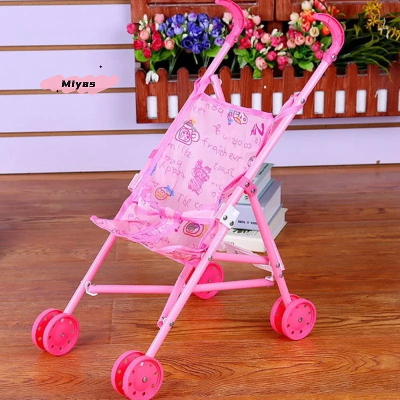 1Pc Durable Interactive Dolls Pram Pretend Play Toys Stable Doll Handcart Plastic Baby Stroller For Boys Girls Babies