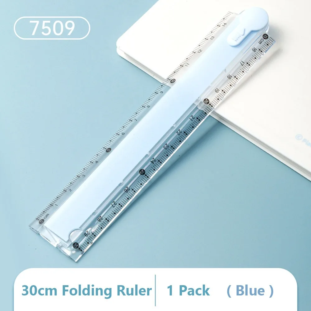 Transparent 30CM Foldable Ruler Clear Scale Easy Storage Straight Ruler Foldable Geometric Drawing Ruler Students