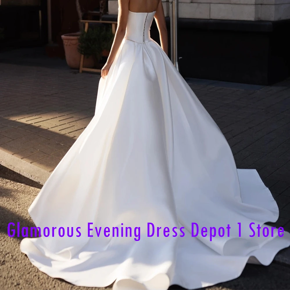 Customized Delicate Beading Satin Evening Dresses Elegant A-Line Floor Length Strapless Sleeveless Custom Size платье вечернее