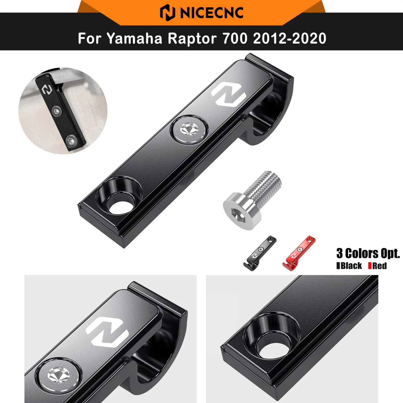 

NICECNC For Yamaha Raptor 700 2012-2020 Brake Hose Line Hose Clamp Holder ATV Single Cable Guide Aluminum Accessories Black Red