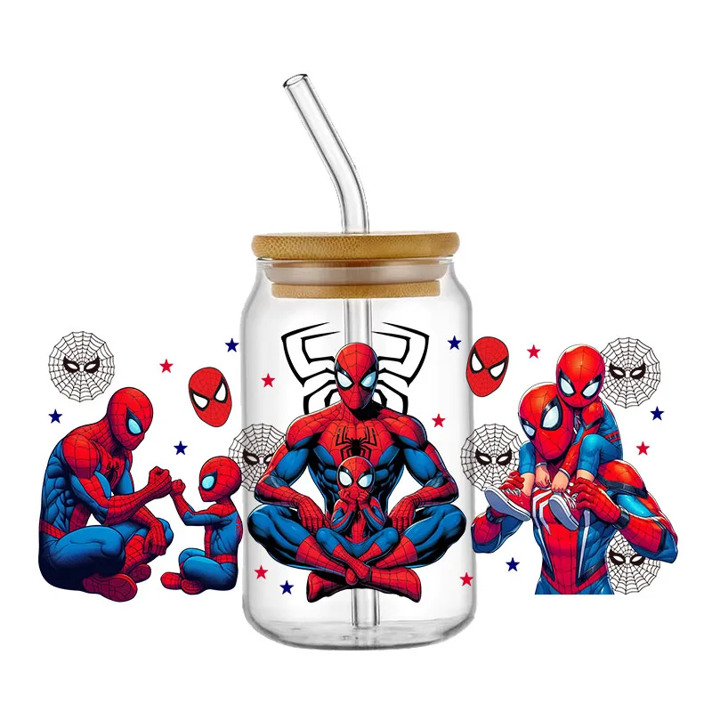 Spiderman 3D Wrap Transfer Sticker per 16oz Libby Glass Design Cup Wraps decalcomania tazza impermeabile UV DTF Stickers