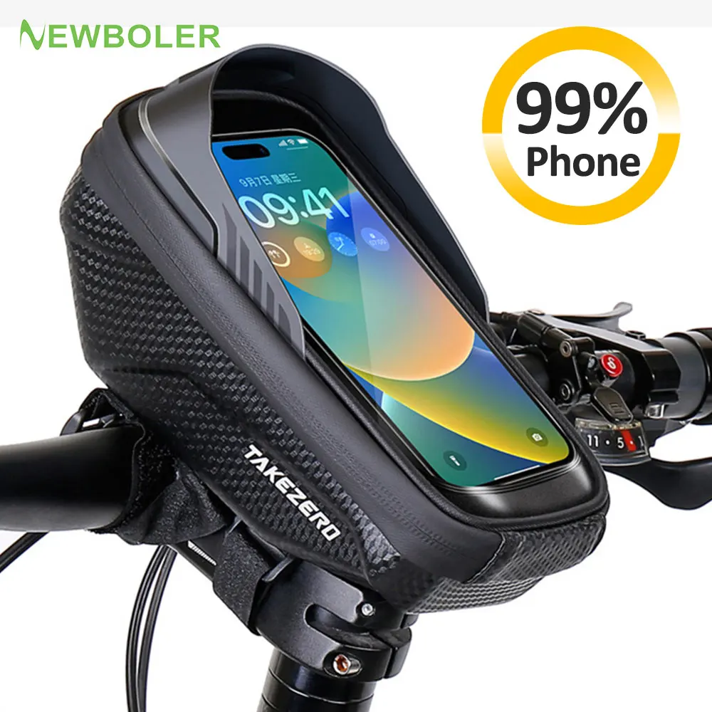 NEWBOLER Bike Bag 1L Frame Front Tube Cycling Bag Bicycle Waterproof Phone Case Holder 6.8 Inches Touchscreen Bag Accessorie