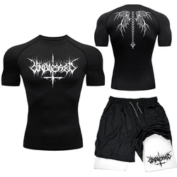 Camisa de compressão masculina anime impressão ginásio esporte secagem rápida ginásio tshirts fitness atlético undershirts elasticidade topos t verão masculino