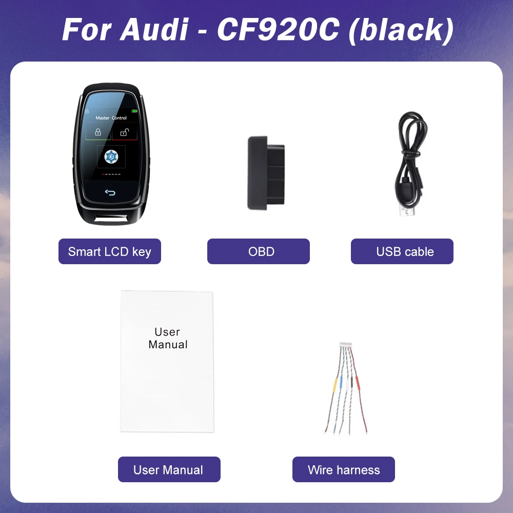 2024 Nieuwe Universele Lcd Smart Key App Aangepast Behang Voor Audi Lcd Key Comfortabele Ingang Auto Lock