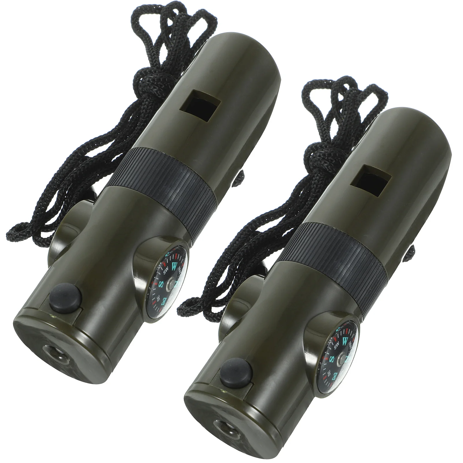 2Pcs Outdoor Survival Whistle with Compass Thermometer Loud Emergency Signal Whistle Portable Lightweight for Camping Hunting