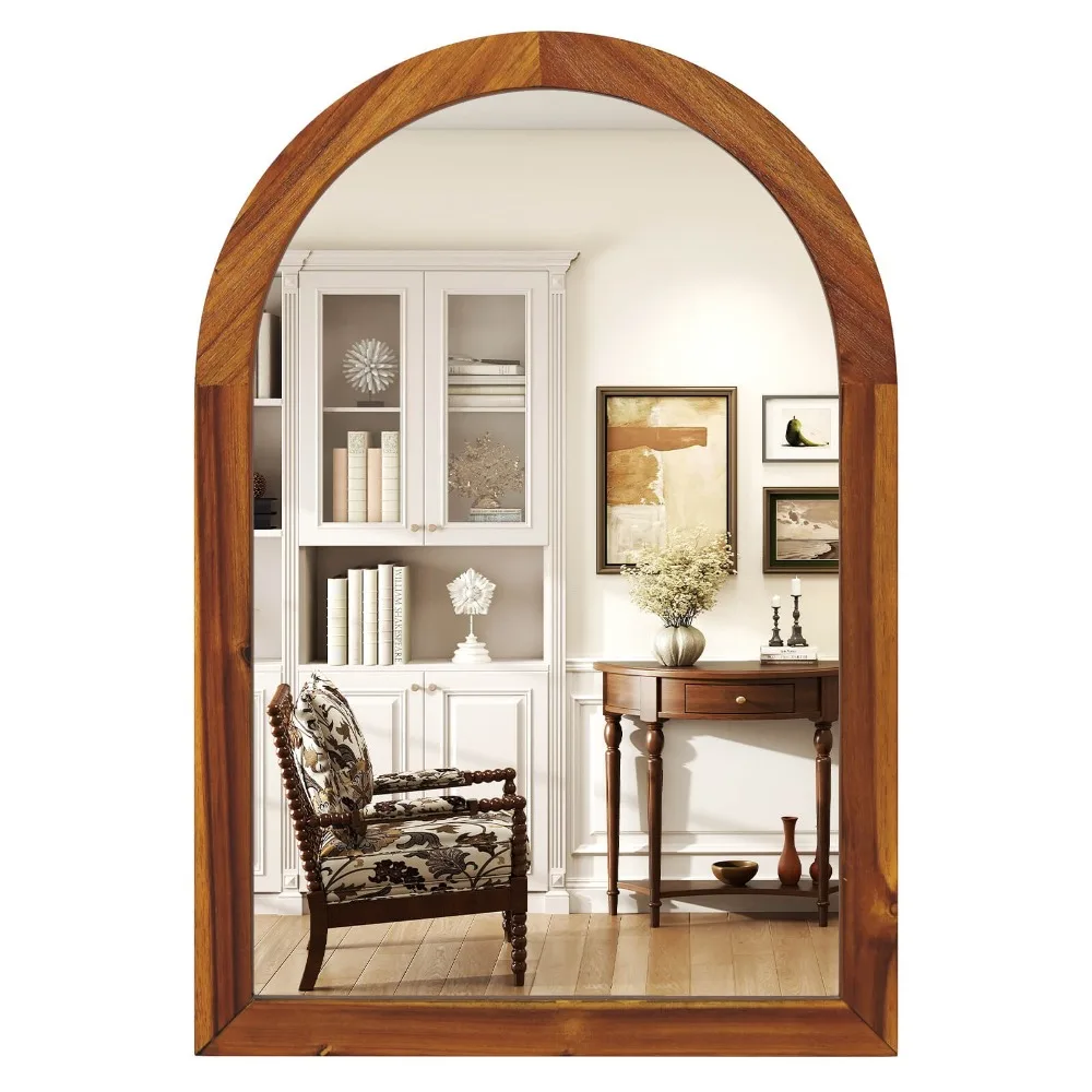 

24" x 35" Rustic Wall Mounted Decorative Mirror w/Solid Acacia Wood Frame