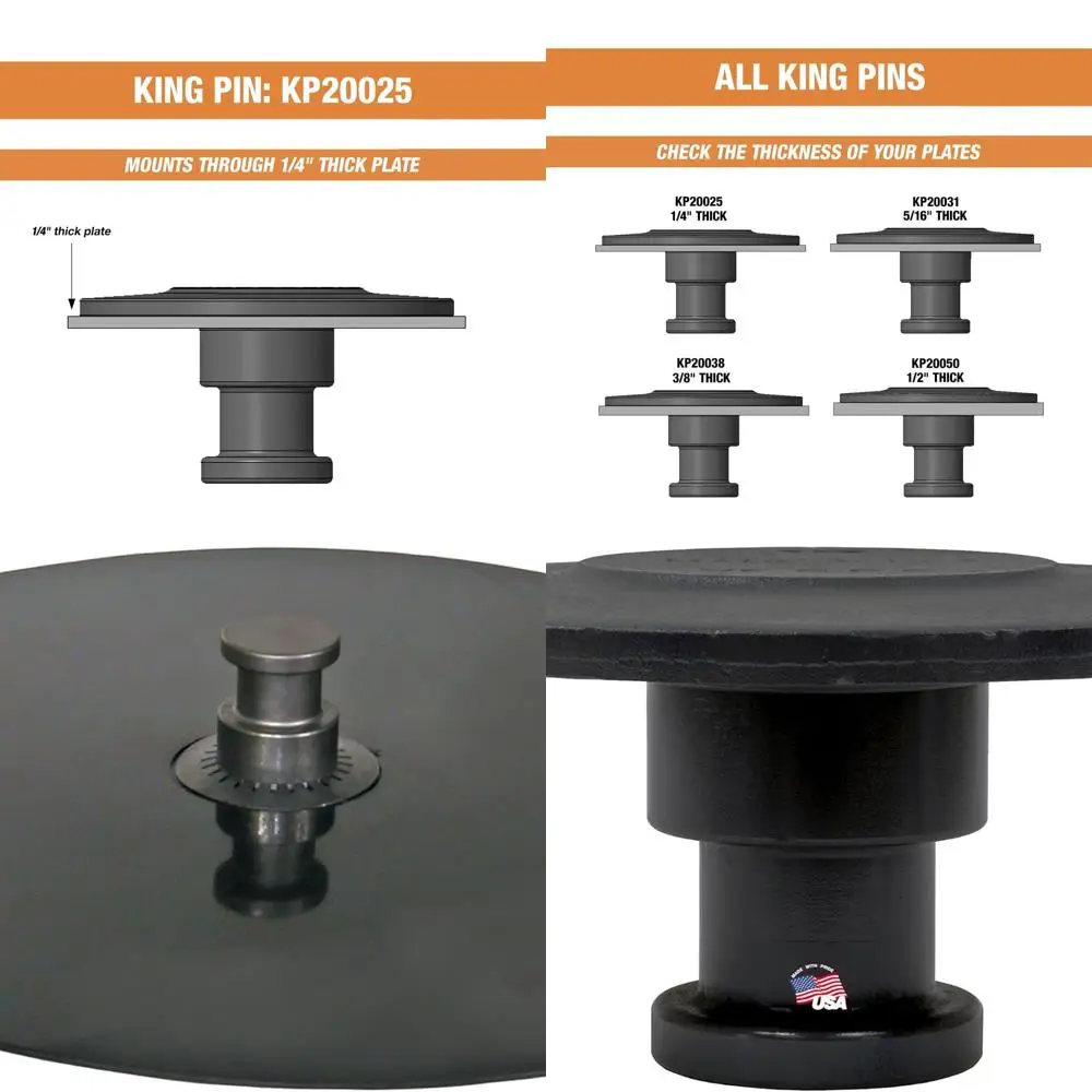 منتجات المشترين KP20025 دبوس كينج للمقطورة المزورة، 2 بوصة، سمك لوحة تعزيز 0.25 بوصة، قابل للحام، يوفر القوة والراحة
