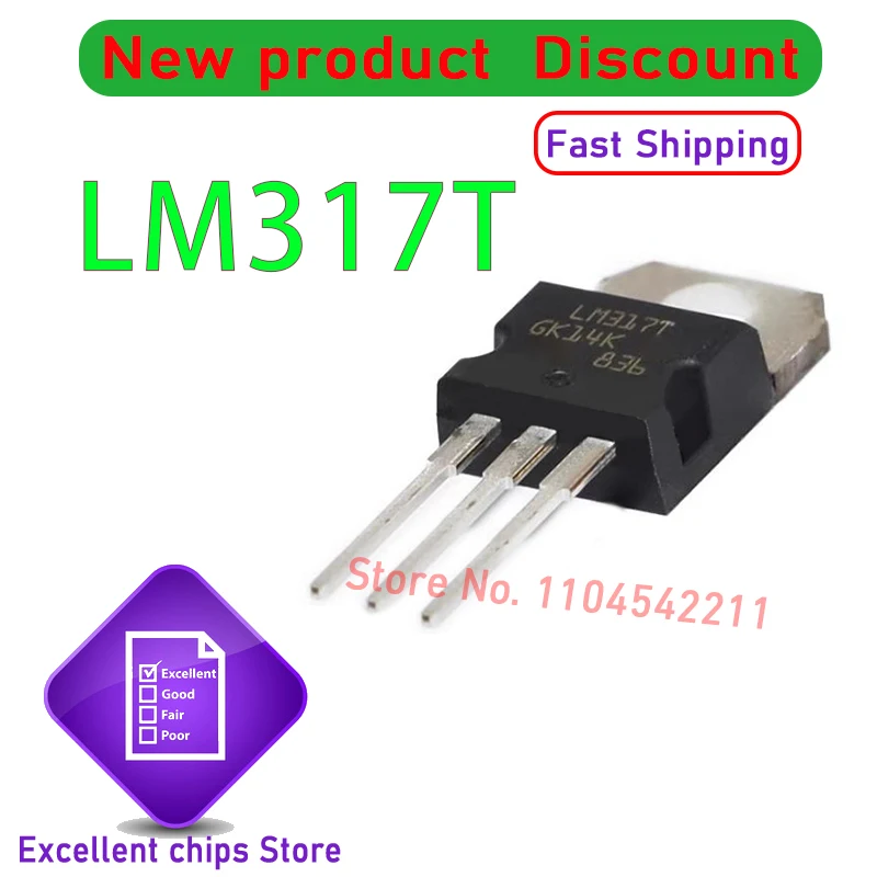 Original LM317T LM317 TO-220 Three Terminal Regulator Adjustable 1.2-37V 100% New and Genuine (10-50)pcs/lot