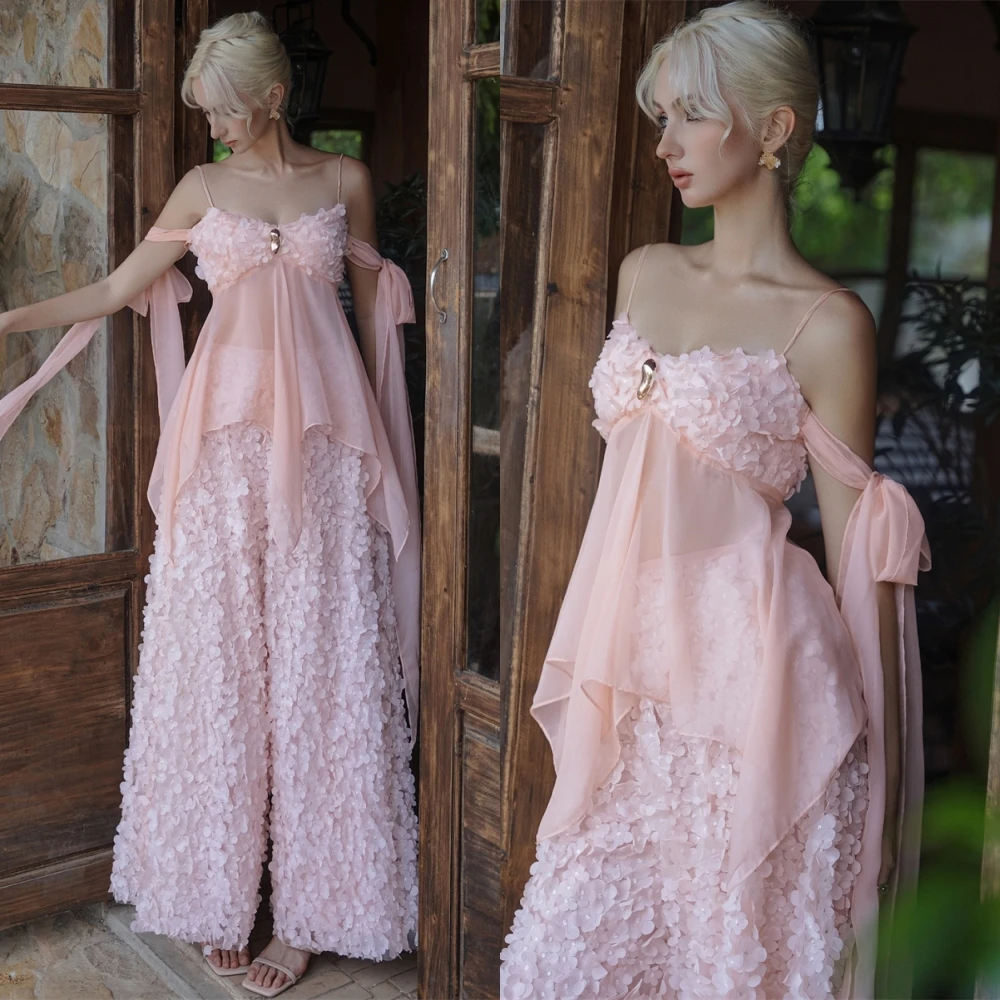 

Customized Formal Chiffon Flowers Evening Dress Delicate Boat Neck Prom Dresses Formal Sleeveless Special Occasion Gowns